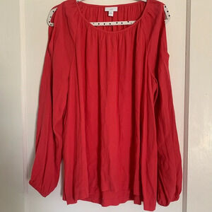 J Jill NWT Cold Shoulder Blouse - Salmon Red